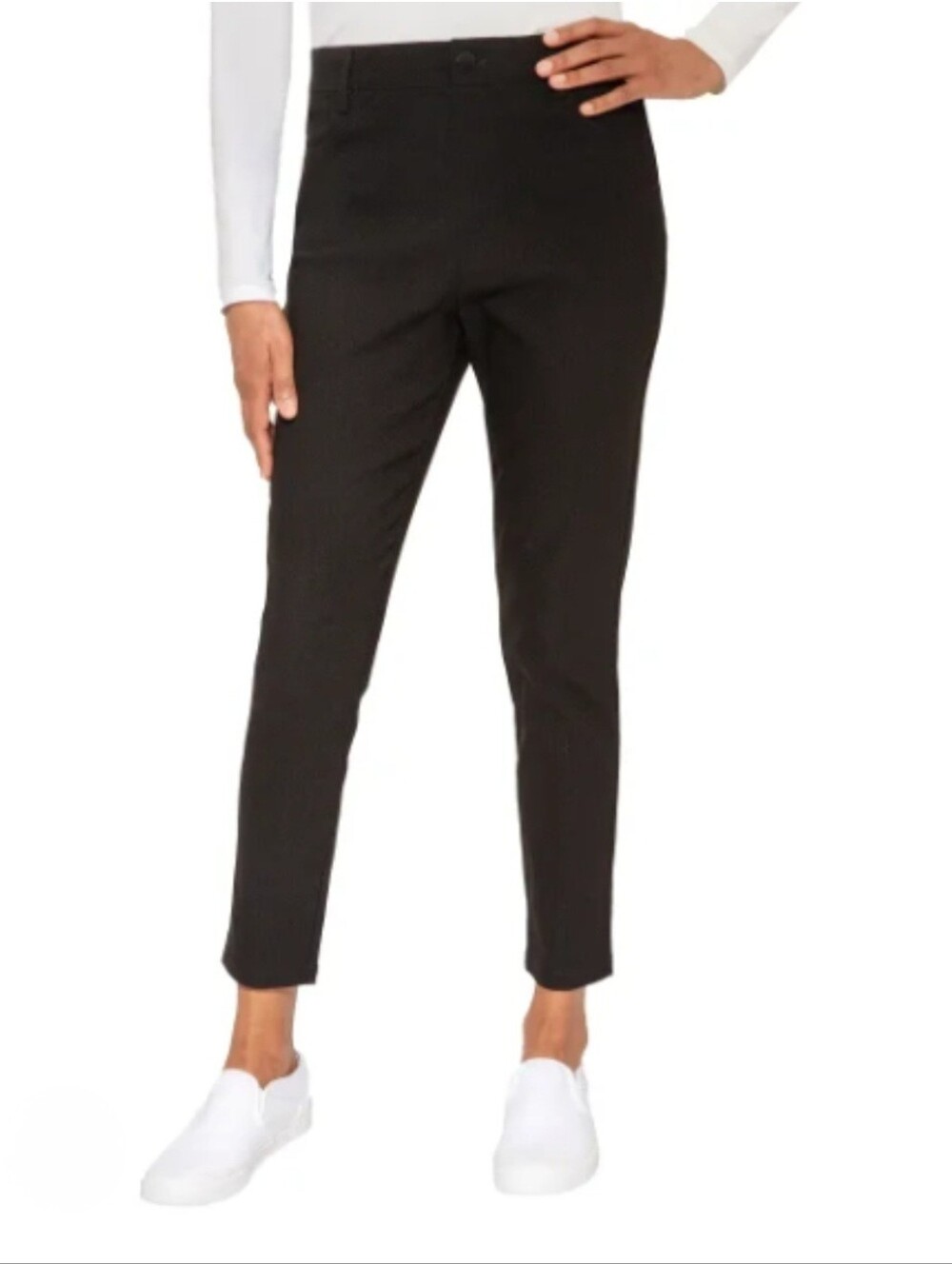 Mario Serrani Italy Women's Black Slim Ankle Pants Classic Stretch, Size Large